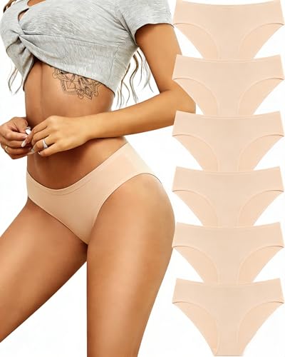 Image of ALL OF SHE Womens Underwear Cotton Hipster Panties Breathable Sexy Cheeky Stretch Soft Ladies Bikini Underwear 6 Pack S-XXL