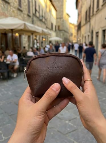 Image of Cross Leal Pouch | Premium Brown Textured Accessory Case & Coin Purse