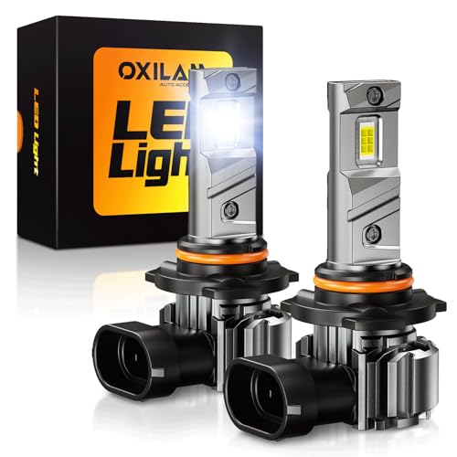 Image of OXILAM Upgraded 9005 HB3 Bulbs, 1100% Brightness Increase, 6500K Cool White, Compact 1:1 Size, High-Speed Cooling Fan, No Flicker, Plug and Play, Pack of 2