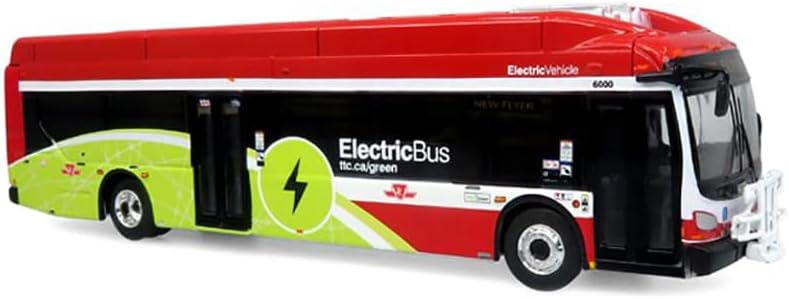 Iconic Replicas Xcelsior Charge NG Electric Transit Bus TTC (Toronto Transit Commission) Red and Green with White Stripes The Bus & Motorcoach Collection 1/87 (HO) Diecast Model 87-0579