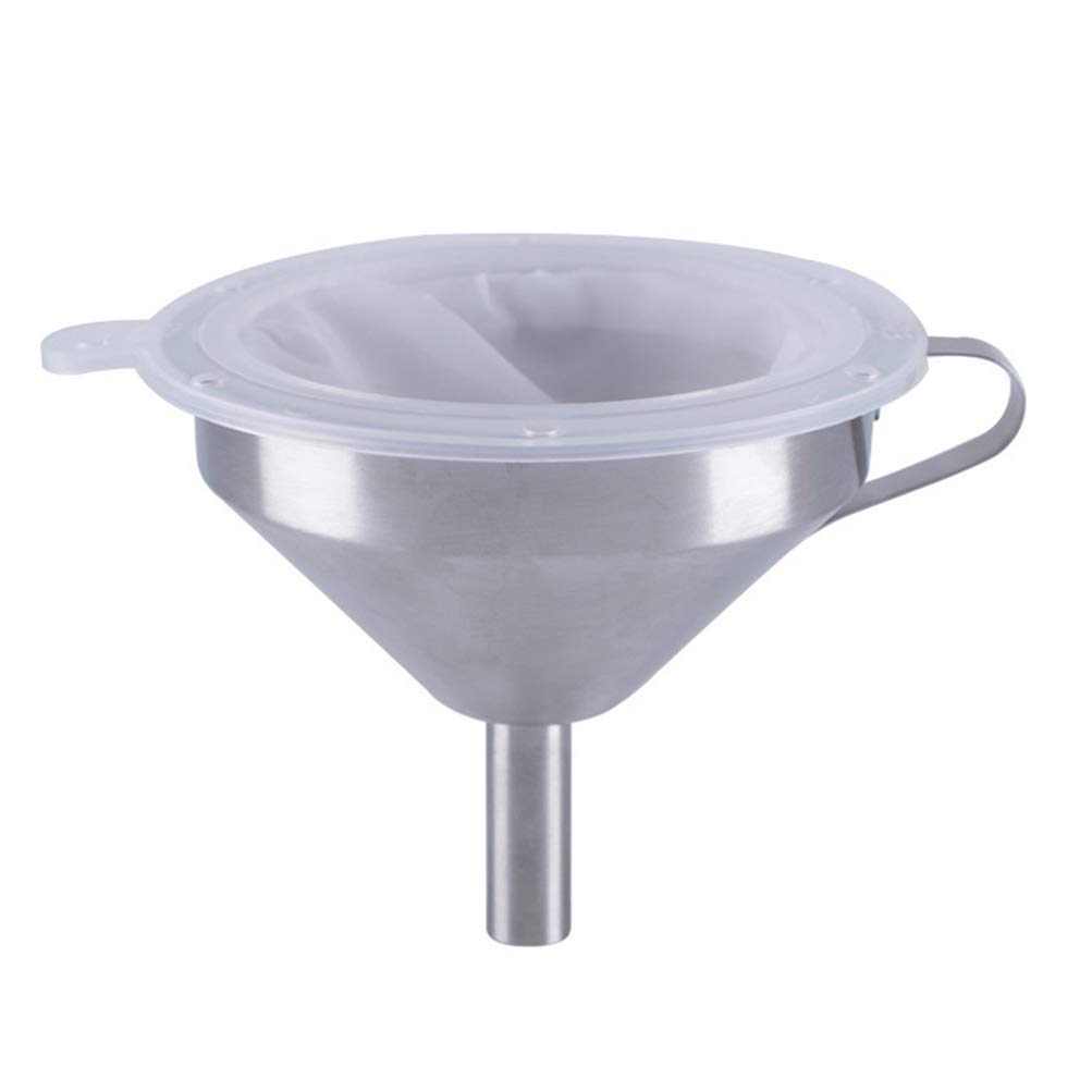 Cabilock Filter Funnel Wine Filtering Kit Fine Mesh Filter Bags Cooking Strainer Flask Funnel Metal Strainer Food Filter Screen Funnel with Strainer Kitchen Skimmer Large White