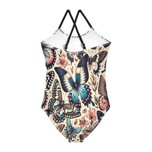 Butterfly Pattern Girls One-Piece Swimsuit Beach Bathing Suit2