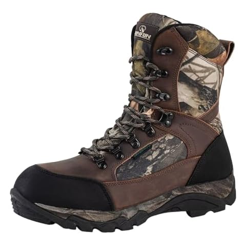 R RUNFUN Men's Waterproof Hunting Boots Camo Hiking Boots Insulated Military Tactical Work Boot, 8" Breathable Non-slip Outdoor Shoes, 400G Thinsulate(RF004-8CC, Size11.5) Cover