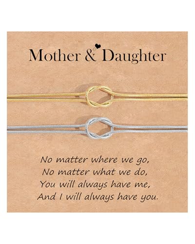 Image of YELUWA 2 Pcs Mother Daughter /Son Bracelets, Mothers Day Gifts, Back to School Gift, First Day of School Gifts, Lovely Charm Bracelets Set Mommy and Me Jewelry with Gift Box Wish Card