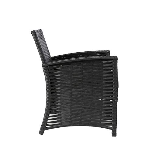Baner Garden 4 Piece Outdoor Furniture Complete Patio Cushion Wicker Rattan Garden Set, Full, Black #TOP3
