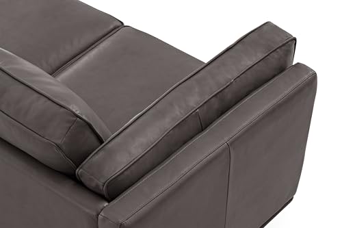 Image of Valencia Artisan Full Leather Sofa 88 inch - Pure Full Italian Nappa Leather Couch, Solid Wood Accent, Ultimate Comfort, Modern Grey