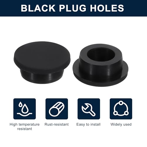 Image of uxcell 5 Pcs Black Plug Holes, Waterproof Rubber Button Plug for 28.5mm / 1.12 inch Hole
