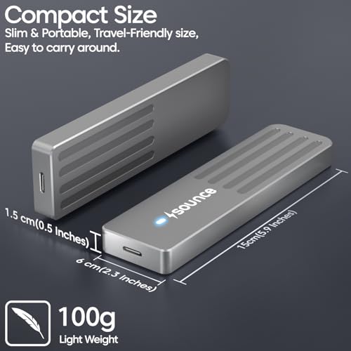 Image of Sounce M.2 NVMe /NGFF SSD Enclosure USB 3.1 Gen2 10Gbps for 2242 /2260 /2280 M-Key /M+B Key PCIe SSD, Supports Dual Protocol NVMe and NGFF SSD, UASP Max 2TB, Aluminium Case (SSD Not Included, Black)