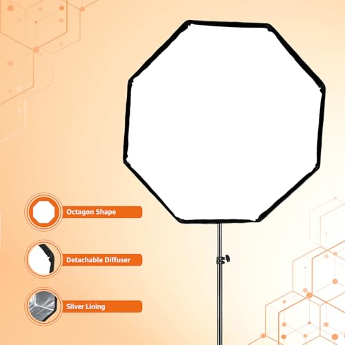 Amazon Basics Octa Softbox | Soft Lighting | Collapsible and Portable | Diffuser Included | for Speedlites for Portrait Photography (80 cm, Black) - Image 7