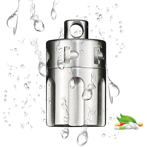 AMZCOM Pastillero Llavero Titanio Impermeable para Viaje y Emergencia Cover