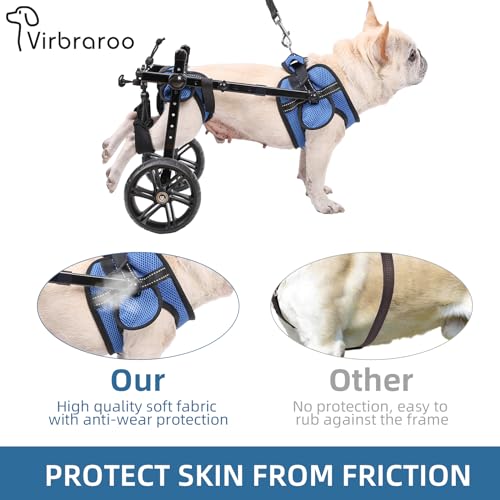 Pvirbravoo Dlm-01 Hunderollstuhl für kleine Hunde, verbesserte All-Terrain-Reifen, verstellbarer Hunderollstuhl, reflektierendes Sicherheitsdesign für behinderte oder verletzte kleine Hunde