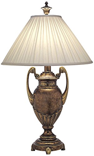 Stiffel Box Pleat Amber Tortoise Shell Urn Table Lamp