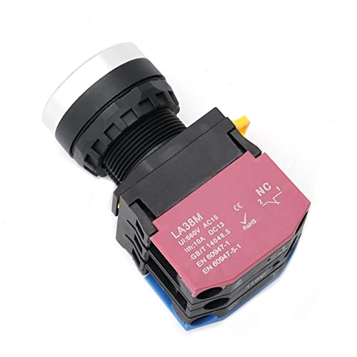 Starelo 22Mm Momentary Push Button Switch 660V 10A White Led Self-Reset 1No 1Nc.(White) #TOP2