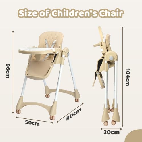 Bonnlo Seggiolone Evolutivo per Bambini 6 Mesi-3 Anni (Max 15kg), Seggiolone Pieghevole per Pappa con Vassoio e Poggiapiedi Regolabile, Seduta Ausiliaria per Neonati Bianco crema