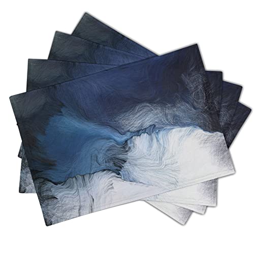 Absop Black Blue Grey White Placemats Set Of 4 Modern Art Abstract Coffee Plate Mat Washable Heat Resistant Linen Place Mats Royal Gray Dinner Placemat Indoor For Dining Table Kitchen Accessories Decor thumb #1