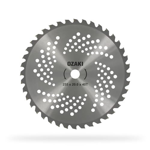 OZAKI - Lame 40 Dents Pour Débrousailleuse - Dents à Pointe Carbure - Largeur de Coupe : 255 mm - Epaisseur 1,3 mm - Alésage 20 mm