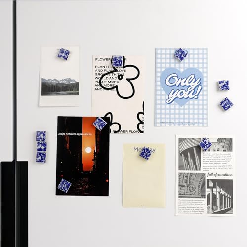 12 imanes decorativos de porcelana azul y blanca para refrigerador miniatura 2