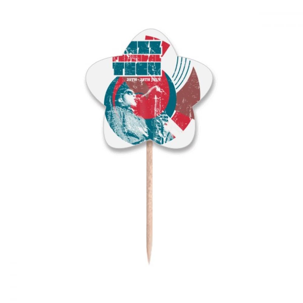 Cure-dents motif musique jazz festival avec drapeaux étoile pour étiquette cupcake