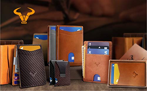 Contacts Genuine Leather Slim Wallet | RFID Blocking Skinny Minimal Thin Front Pocket Wallet Sleeve Card Holder for Men | 7 Card Slots, 1 ID Window (Tan) - Image 6