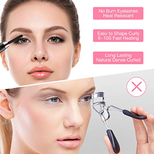 Heated Eyelash Curler, EIVOTOR 【2020 NEWEST】 Electric Eyelash Curler USB Rechargeable Eyelash Brush with LED Display 3 Temperature Gears Quick Heating, Natural and Lasting