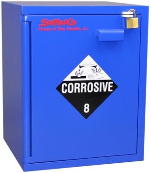 SciMatCo SC8063 High-Density Plywood Non-Metallic Benchtop Corrosive Safety Cabinet, Blue, 5 x 2.5 Liters Capacity