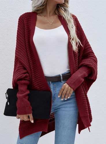Image of Dokotoo Women's 2026 Fashion Casual Oversized Open Front Batwing Long Sleeve Chunky Knit Cardigans Sweaters Outerwear Coats