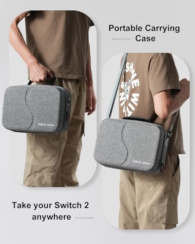 Switch 2 ケース STARTRC GAMES Switch 2 対応 スイッチ 2 ケース 耐衝撃 防汚 大容量収納 EVA素材 キャリングケース (グレー)