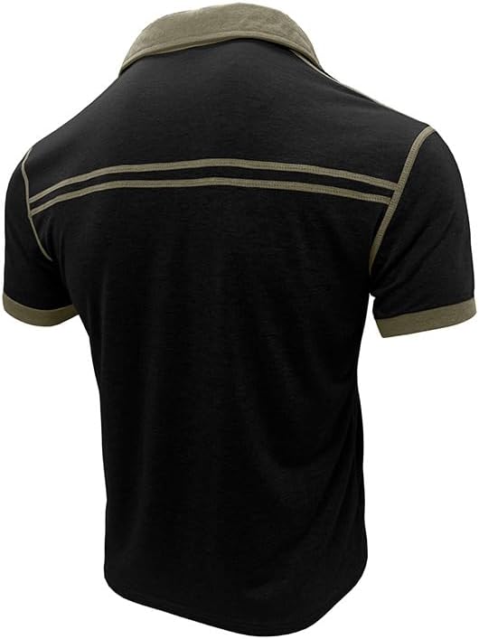 Men's Short Sleeve Polo Shirts Casual Collared Summer T-Shirt Classic Basic Button Cotton Tops with Pocket X-Large Black image 3 of 5 B0FBW9SM7M