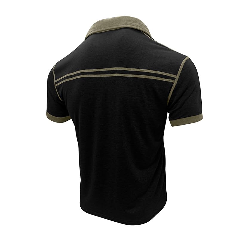 Men's Short Sleeve Polo Shirts Casual Collared Summer T-Shirt Classic Basic Button Cotton Tops with Pocket3