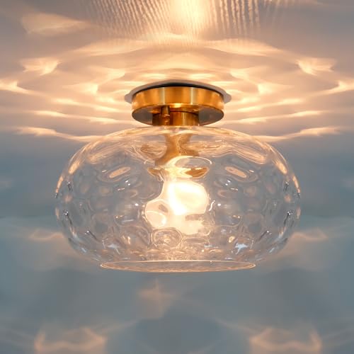 Image of 11 inch Hammered Glass Shade Replacement for E26 Pendant Light, Chandelier, Table Desk Floor Lamp and Wall Sconce, Clear Transparent Lampshade for Vanity Light, Dia 11 inch, Height 5.5 inch, Fitter 1.65 inch