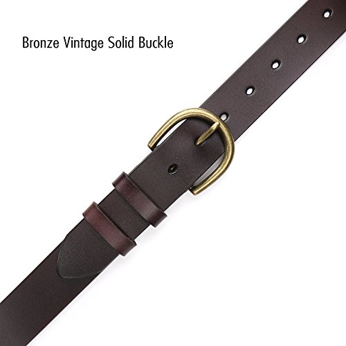 Whippy Leather Belt For Women Vintage Waist Belt With Bronze Alloy Buckle (Suit Pant Size 28-34 Inches,Dark Brown And Brass Buckle) #TOP6