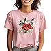 Personalized Handmade Beautiful Watercolor Poinsettia Christmas Shirt, Soft Holiday Tee, Festive Christmas Flowers T-Shirt, Perfect Christmas Gift