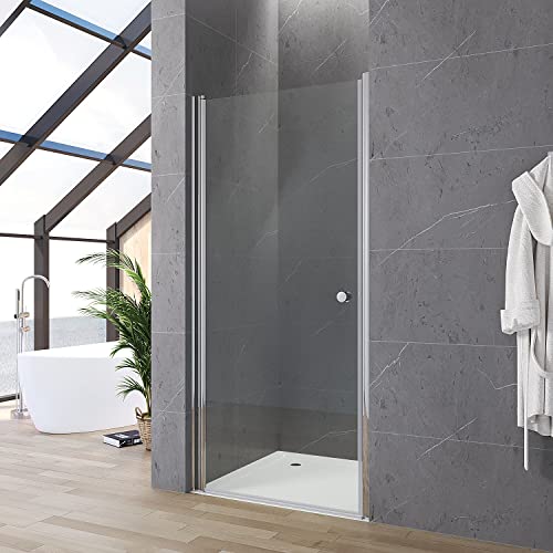 Pendeltür Dusche für Nische 75 cm breit 187 cm hoch Verstellbereich 75-78,5 cm Nischentür Drehtür Schwingtür Glaswand Duschwand Glas Duschabtrennung aus Einscheiben-Sicherheitsglas (ESG) 5 mm