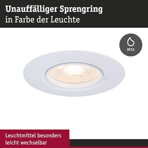 Paulmann 92112 Einbauleuchte 3er-Set starr rund 90mm GU10 max. 3x10W 230V Weiß Einbaulampe