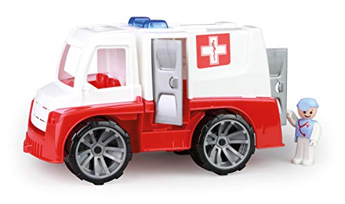 Lena 04456 - TRUXX Krankenwagen Einsatzfahrzeug mit Spielfigur als Sanitäter und Krankentrage, Krankenauto mit Zubehör, Krankentransporter mit Türen zum Öffnen, Spielfahrzeug für Kinder ab 24m+