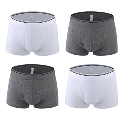Zhen Guo 4er Boxershorts für Herren - Stretch-Baumwolle und elastischer, breiter Bund - Mens Underwear Multi-Pack-Boxershorts Unterhose Badehose mit Fliege (Farbe : 2 White/2 Gray, größe : XXL)