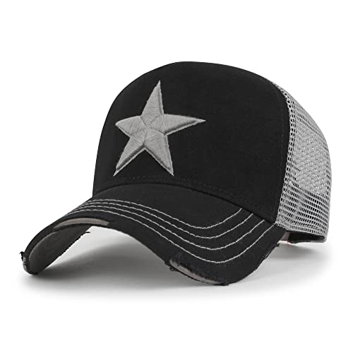 ililily Star Embroidery Black White Trucker Hat Cotton Baseball Cap product thumbnail 9