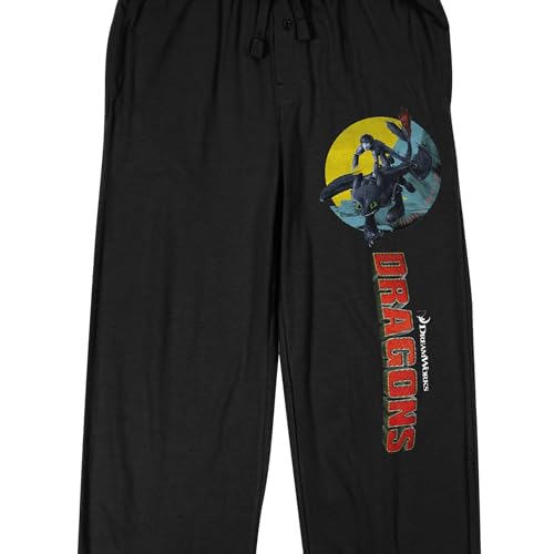 How To Train Your Dragon Dragon with Toothless and Hiccup Men's Black Slepe Pants2