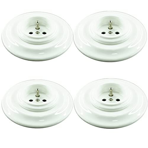 4 Prise Porcelaine avec terre Blanche 16A,250V
