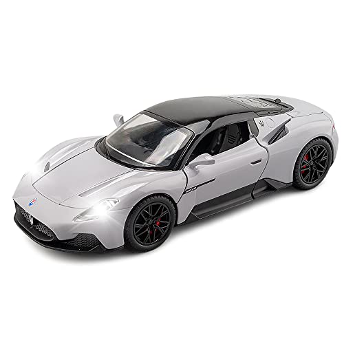 1:24 Maserati Mc20 Model Car Toy Diecast Toy Cars, Zinc Alloy Pull Back Toy Car With Sound And Light For Kids Boy Girl Gift，Birthday Presents, Collectibles. (Gray) #TOP25