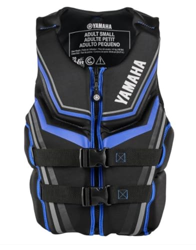 Yamaha Motor Mens Neoprene Two-Buckle PFD Life Jacket Vest (Black/Blue Large)