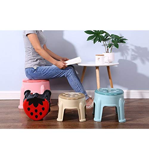Italiano: Ispessita plastica Fragola Sgabello Home Guadagnare Bagno Antiscivolo Piccolo banco del Tesoro del Fumetto dei Bambini(Blue,White)