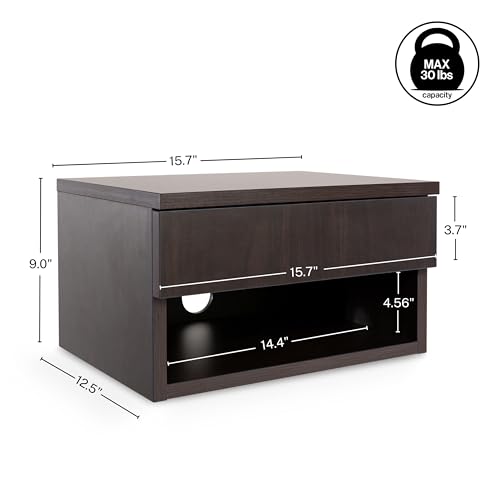 JONATHAN Y Ettore 15.7" Wall Mounted Nightstand, Dark Brown by JONATHAN Y - Used condition - Image 3