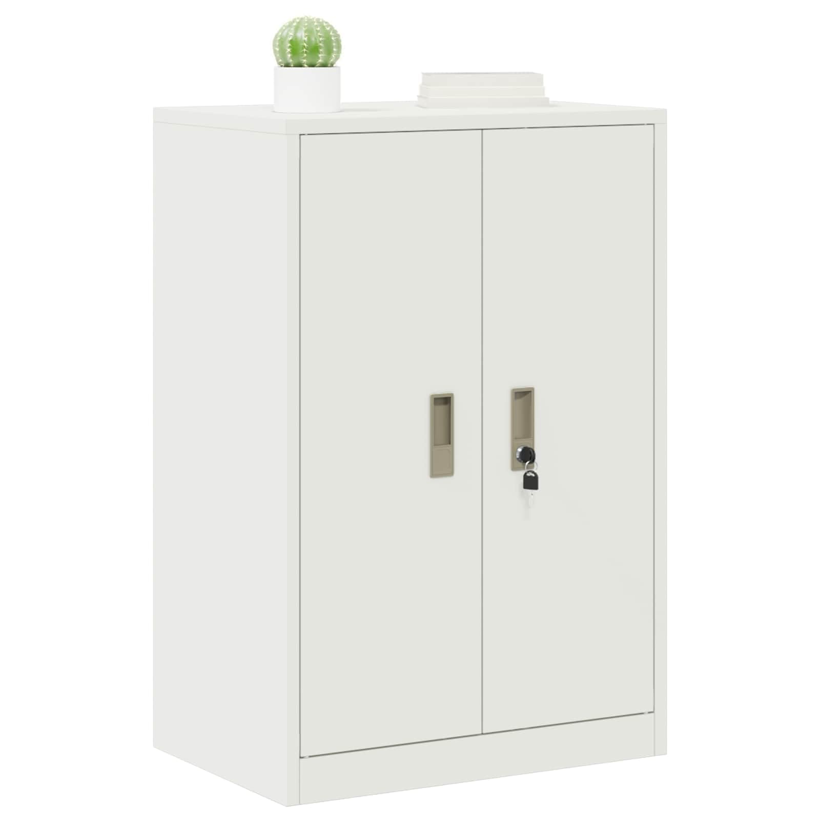 Armario de almacenamiento de acero blanco de 60 x 40 x 90 cm con puertas con cerradura, ideal para oficinas, oficinas en casa y estudio, solución de almacenamiento resistente con mucho