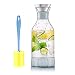 Produktbild Glaskaraffen,WOQO Wasserkrug mit Edelstahldeckel Glaskanne,Glaskrug,Wasserkaraffe,für Heiß/Kaltsaft,Tee,Milch und Kaffee,mit stilvollem Silikon-Untersetzer und Bürste(1700ml Wasserkanne)