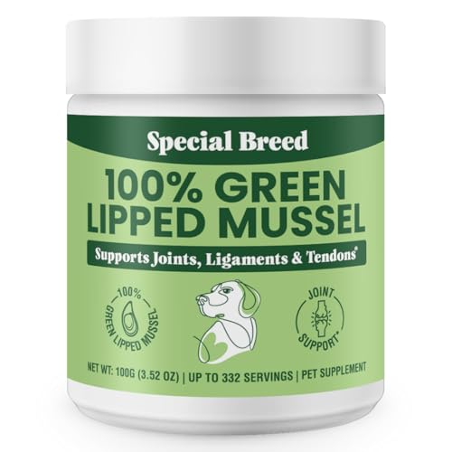 Special Breed Green Lipped Mussel Powder for Dogs & Cats - 100% New Zealand - Natural Hip & Joint Supplement for Joints Tendons Ligaments Muscles - 100 Grams - Up to 332 Servings