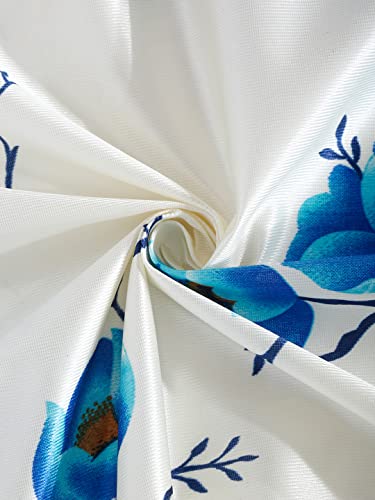 Image of Fashion String 2 Pieces Solid Patch 3D Tulip Eyelet Polyester Window Curtains - 5 Feet, Blue