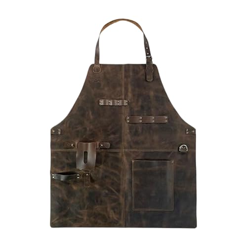Tablier simili cuir marron anti-tache pour protéger vos vêtements au BBQ