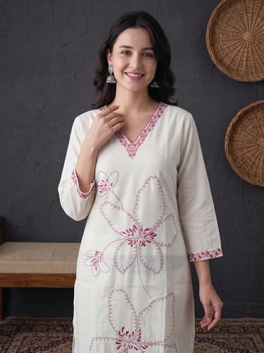 Image of INDO ERA Womens Silk Blend Printed Straight Kurta Pant Set (IESTR5624)