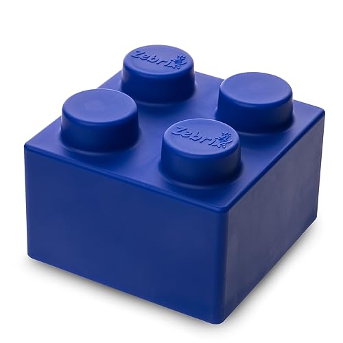 Zebrix XXL Baustein Blau | Geschenkverpackung 9.5 x 9.5 cm | 2x2 Noppen Soft-Touch Klemmbaustein | großer Baustein als Geschenk ab 6 Monaten | Blauer Kunststoff 1 Stein